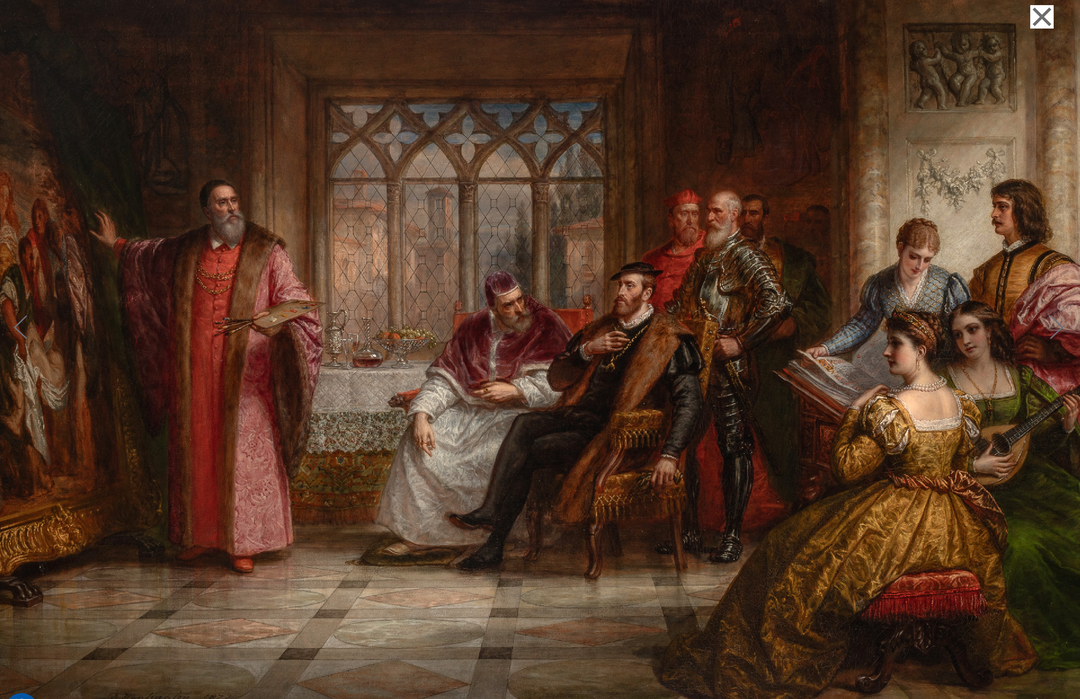 Titian Showing the Entombment to Charles V and Clement VII by Daniel Huntington