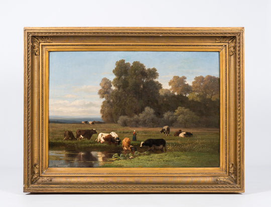 Shepherdess with Her Herd by Louis Robbe