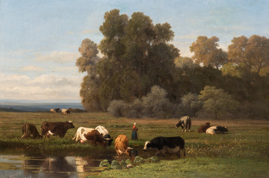 Shepherdess with Her Herd by Louis Robbe