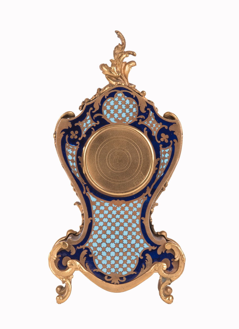 A Louis XV Style Cloisonné Gilt Bronze Mounted Mantel Clock