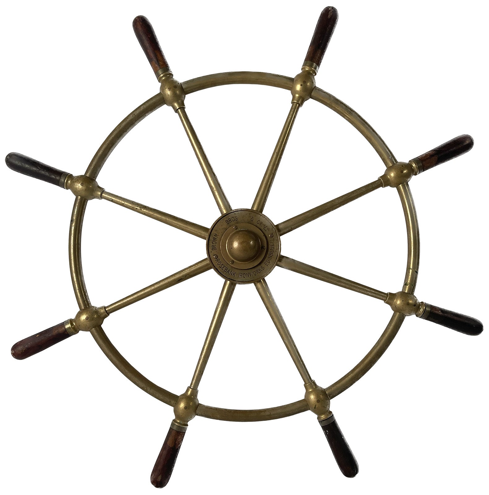 Early 20th Century Brown Bros & Co. Brass Ship's Wheel