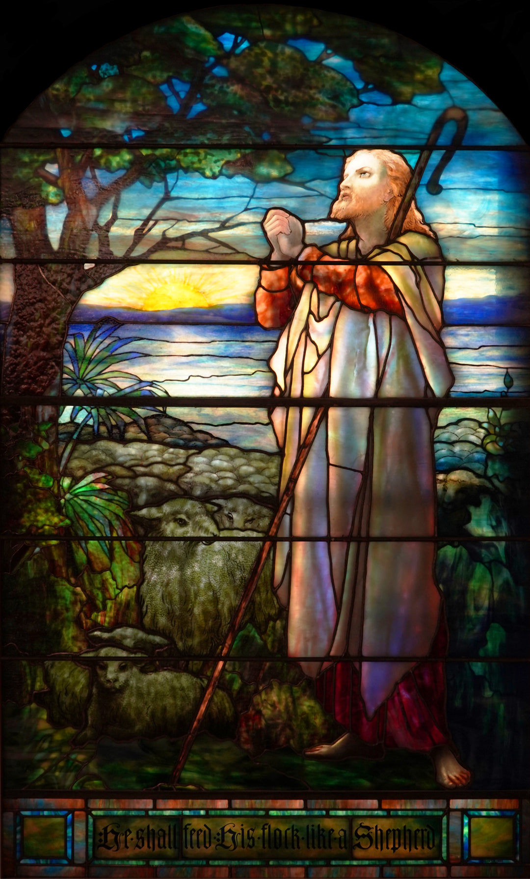 Tiffany Studios Stained Glass Window of the Good Shepherd, 1908