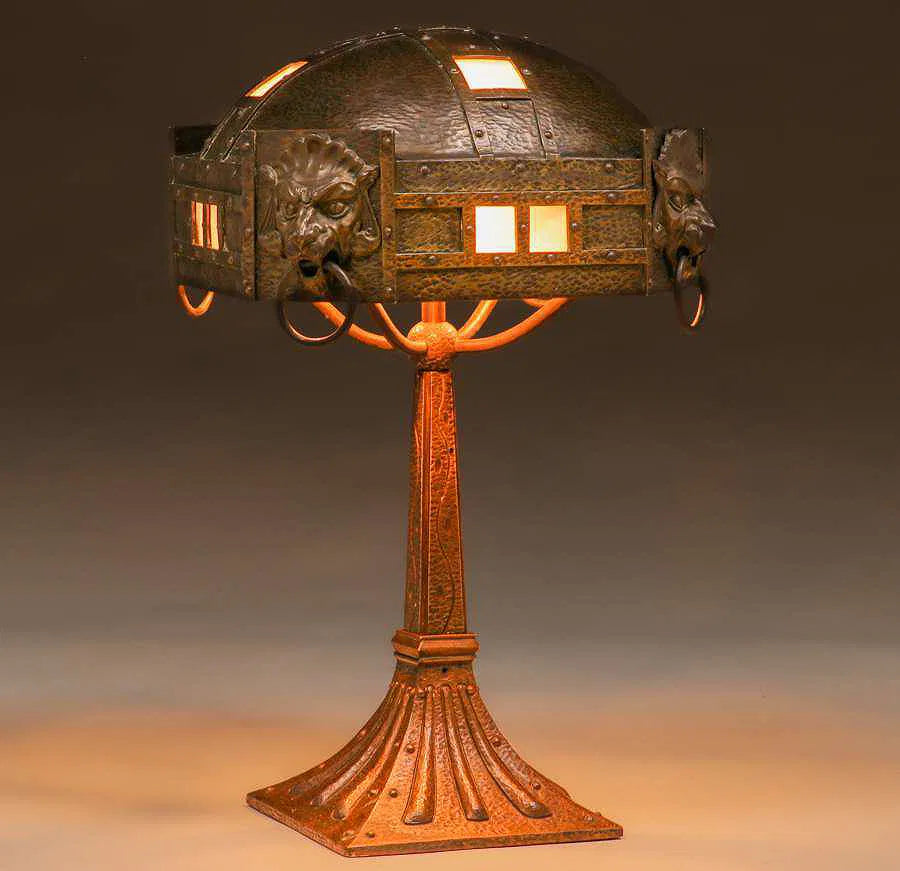 Arts and Crafts Hammered Copper Table Lamp