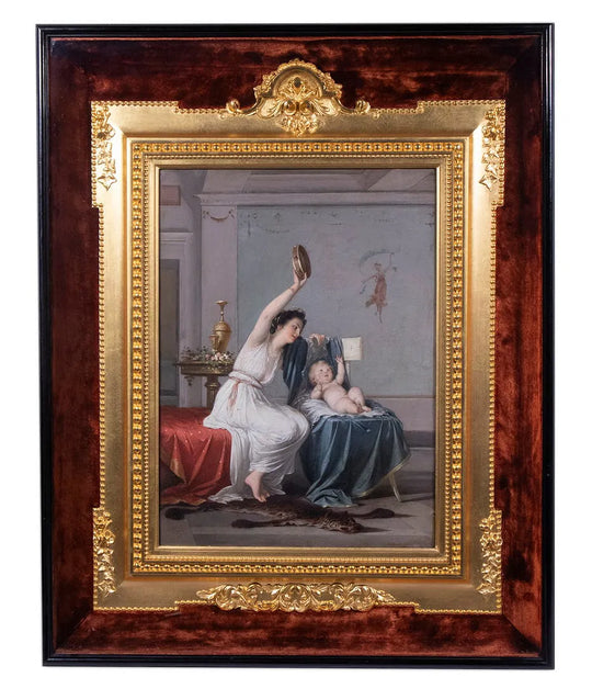 Mother Playing a Tambourine for Her Infant Child by Egisto Sarri