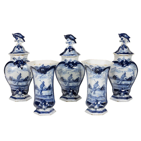 Dutch Delft Five-Piece Garniture