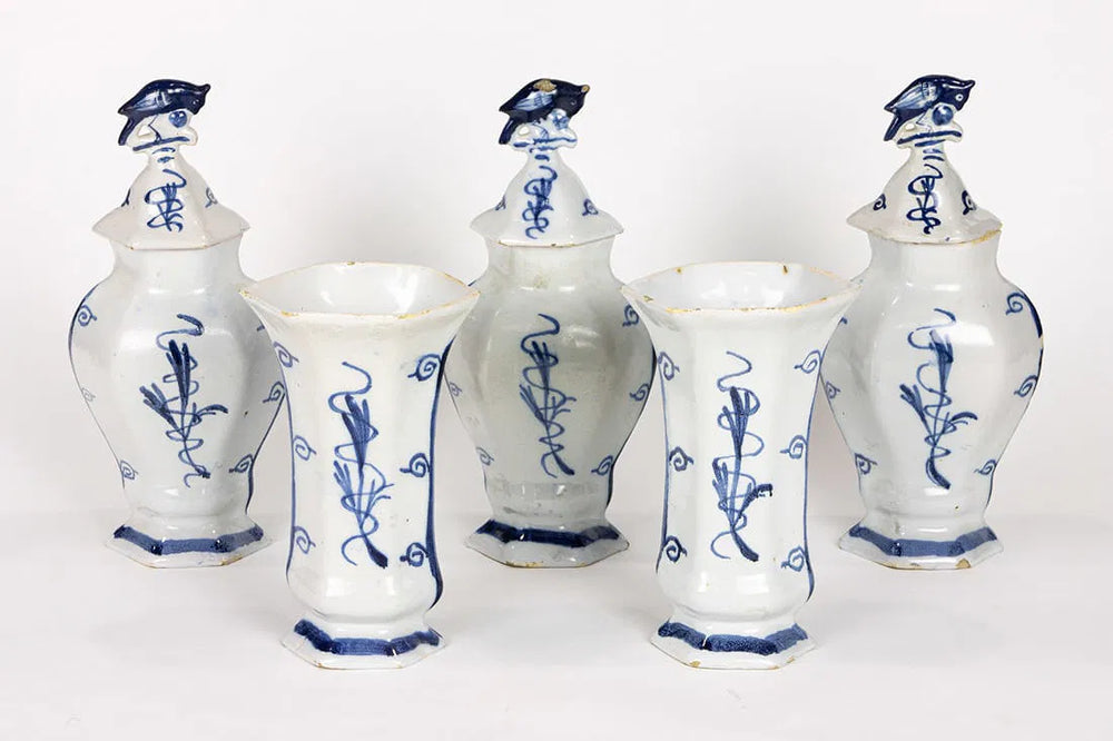 Dutch Delft Five-Piece Garniture