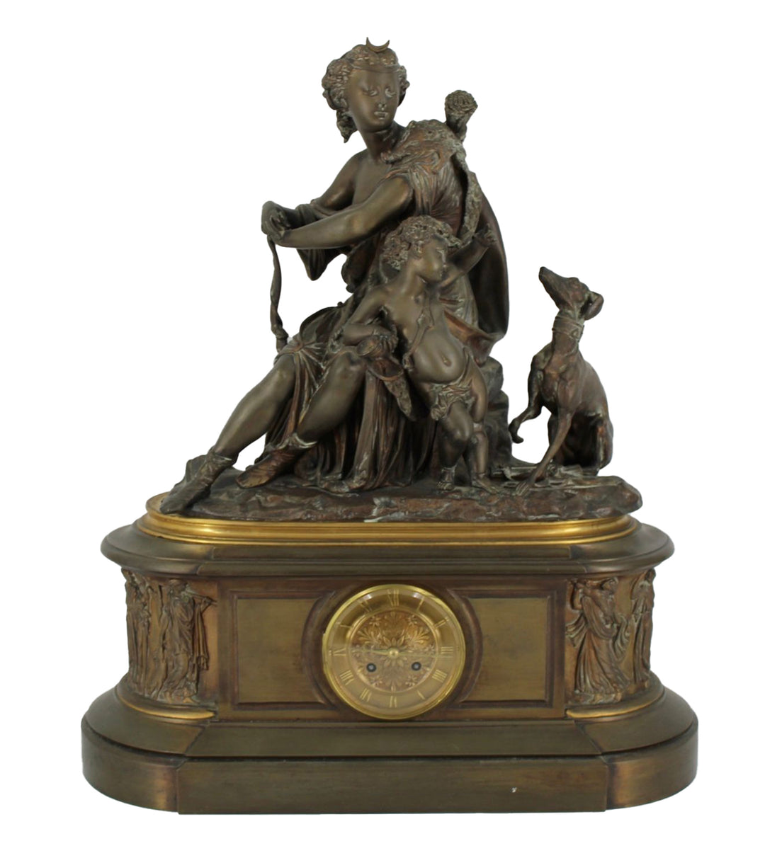 French Maiden Bronze Clock