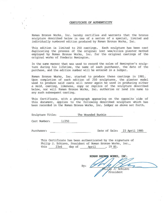 The Wounded Bunkie by Frederic Remington