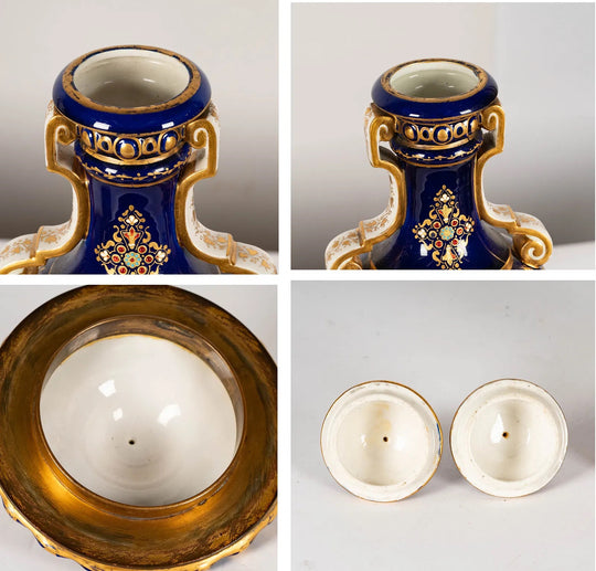 Pair of Sevres-Style Porcelain Urns