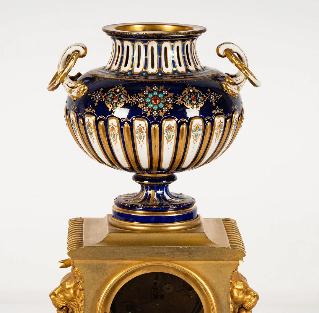 French Ormolu and Porcelain Mantel Clock