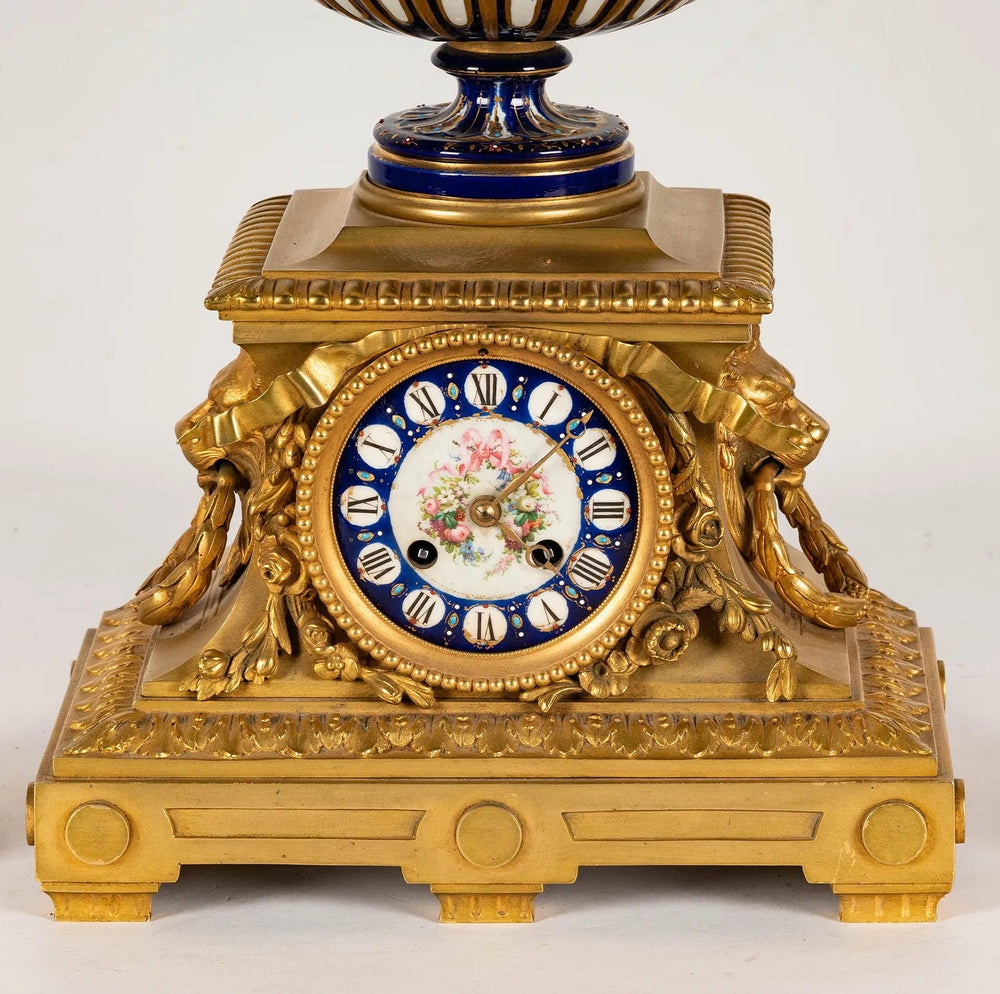 French Ormolu and Porcelain Mantel Clock