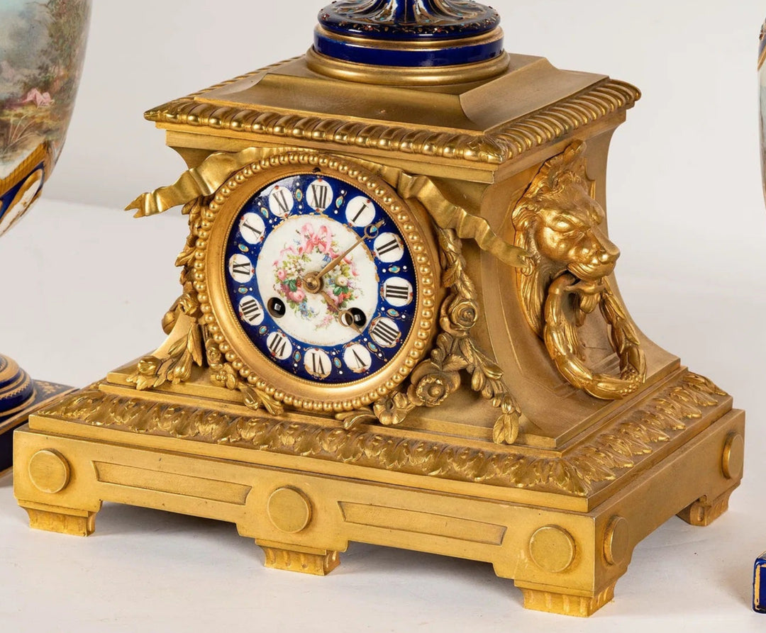 French Ormolu and Porcelain Mantel Clock