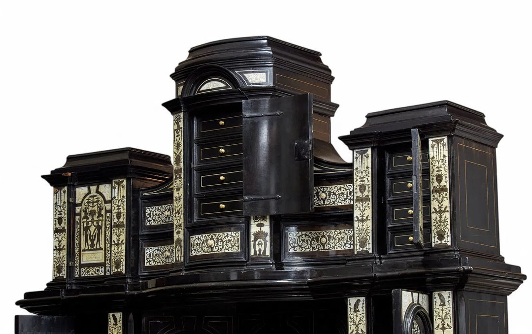 Italian Baroque-Style Cabinet with Architectural Inlay