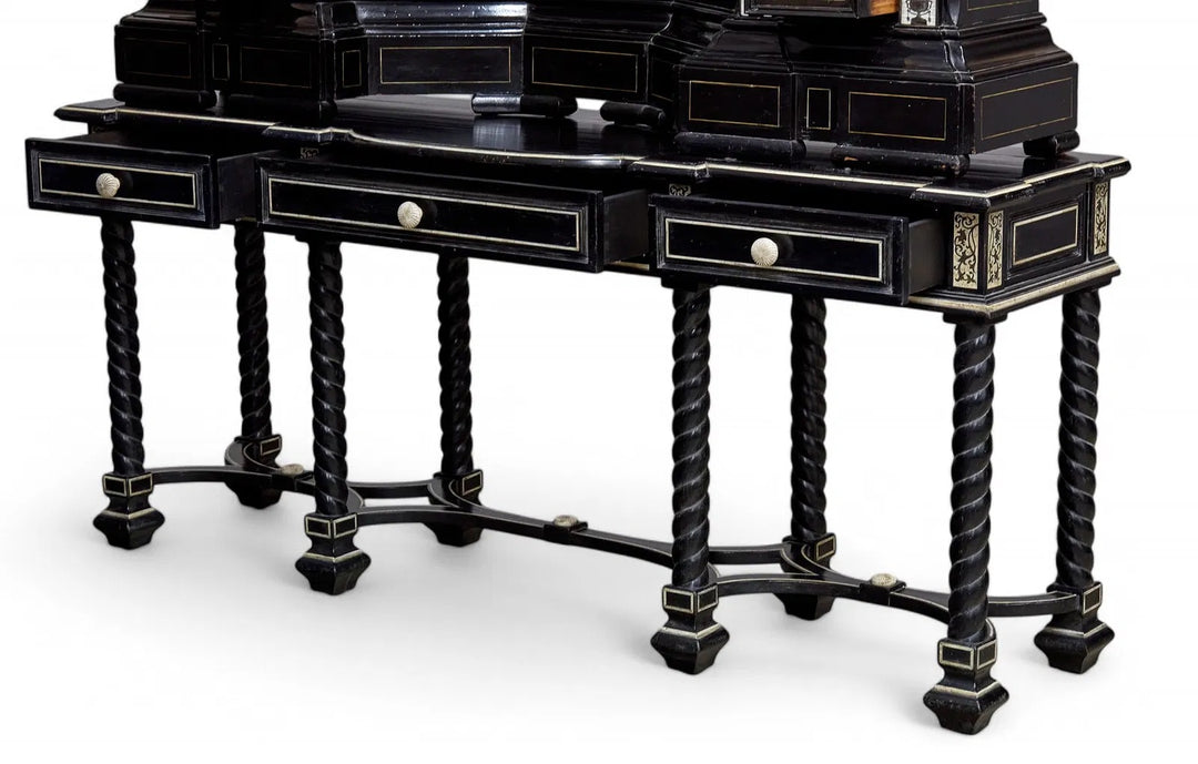 Italian Baroque-Style Cabinet with Architectural Inlay