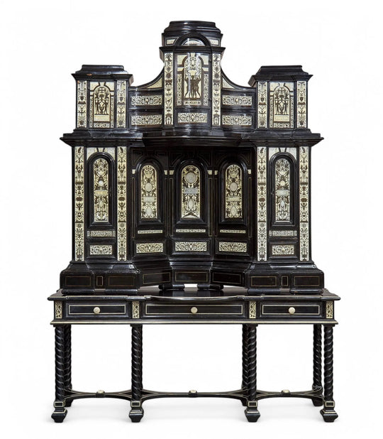 Italian Baroque-Style Cabinet with Architectural Inlay