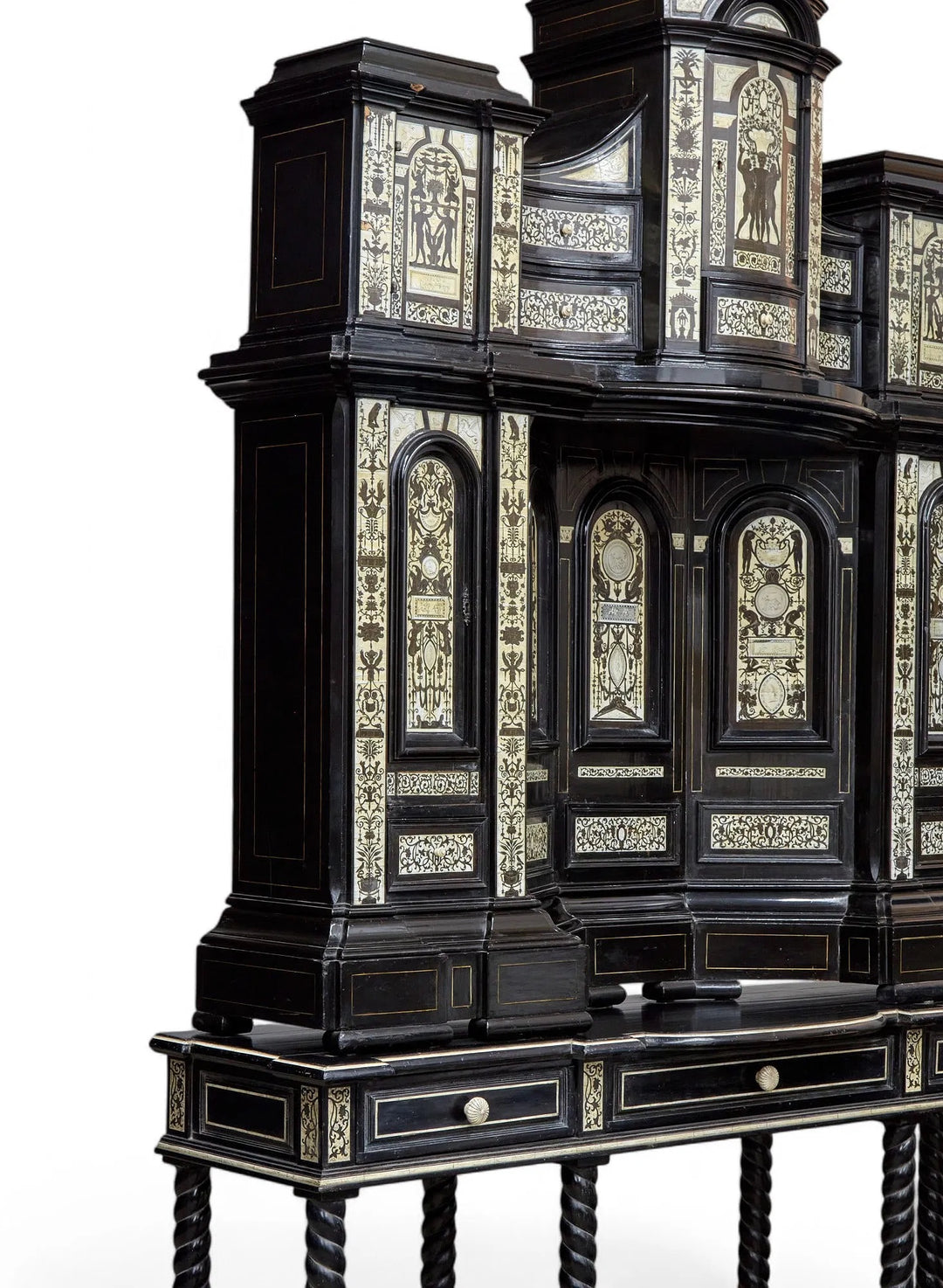 Italian Baroque-Style Cabinet with Architectural Inlay