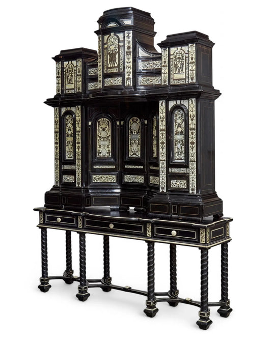 Italian Baroque-Style Cabinet with Architectural Inlay