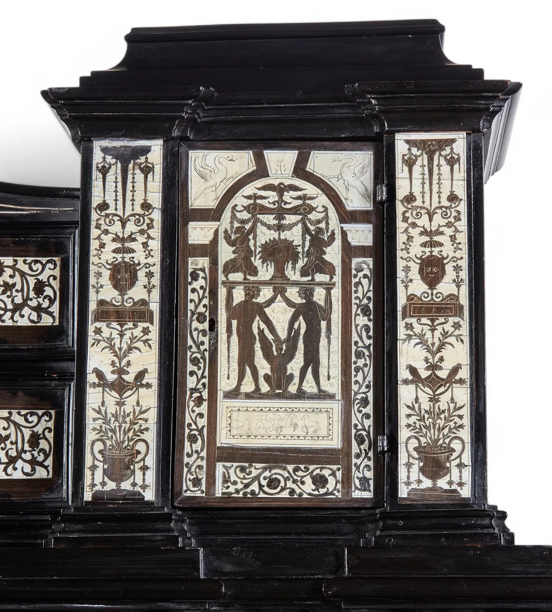 Italian Baroque-Style Cabinet with Architectural Inlay