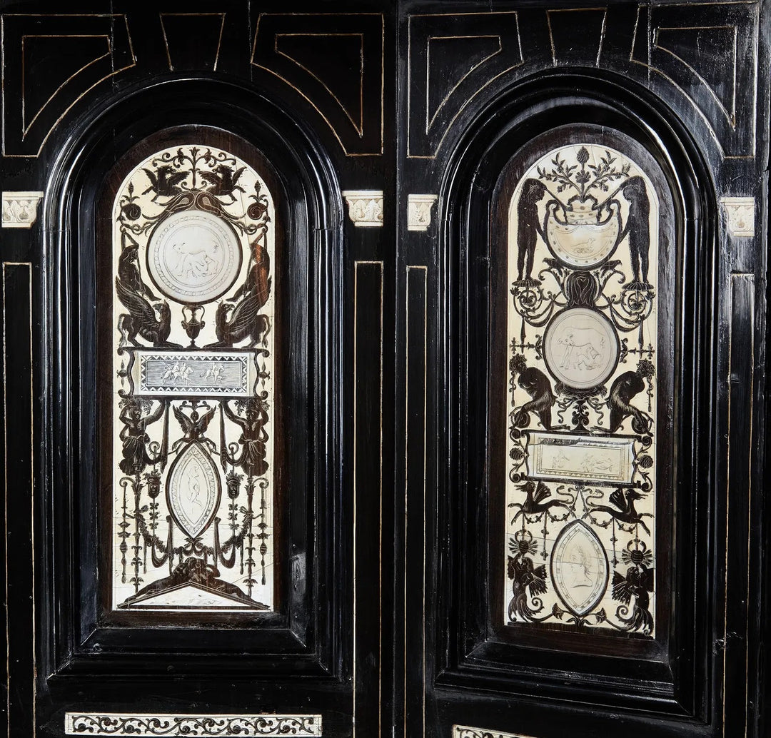 Italian Baroque-Style Cabinet with Architectural Inlay