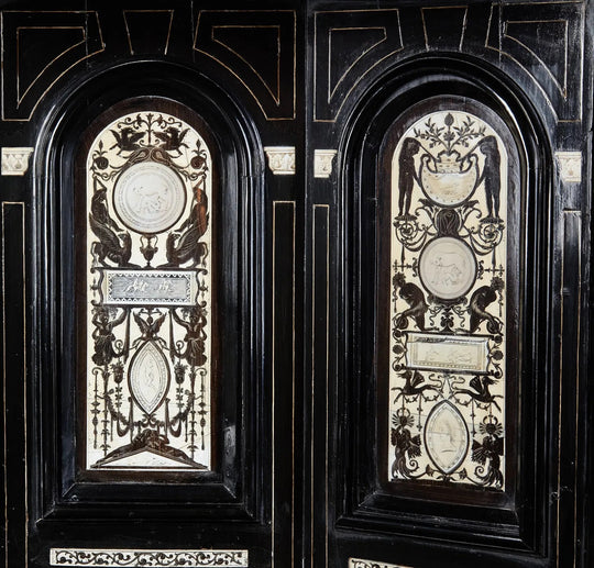 Italian Baroque-Style Cabinet with Architectural Inlay