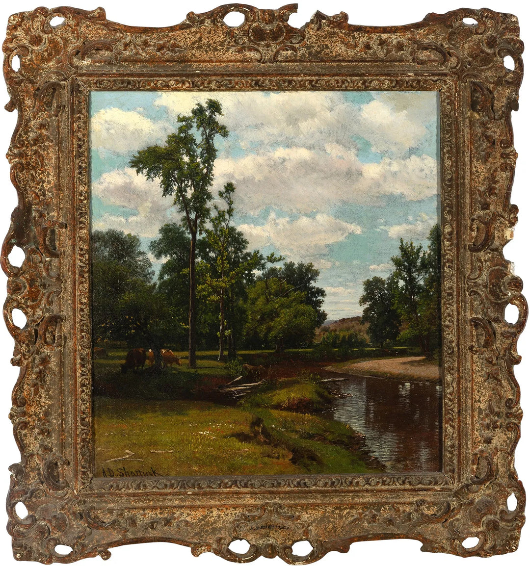 River Landscape with Cows by Aaron Draper Shattuck