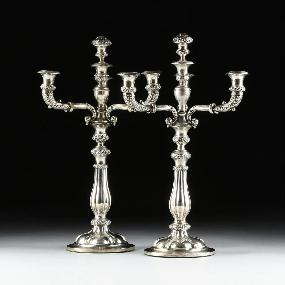 A Pair of Austro-Hungarian Coin Silver Candelabras
