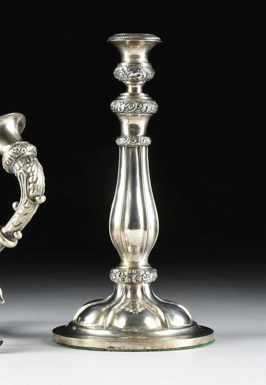 A Pair of Austro-Hungarian Coin Silver Candelabras