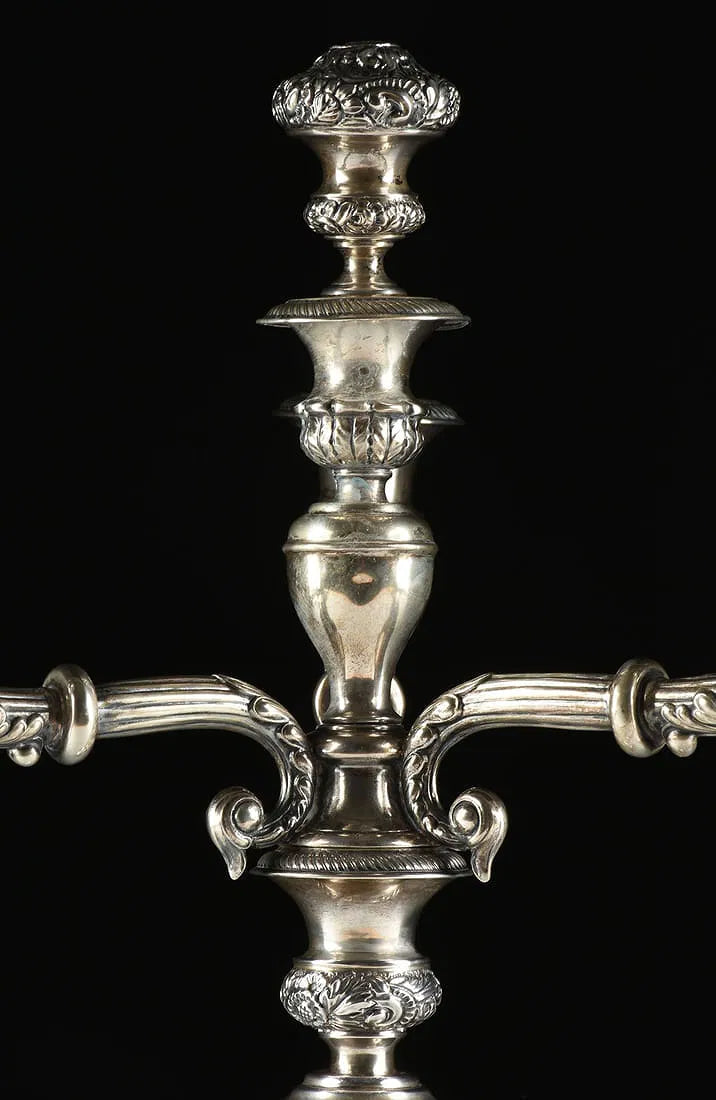 A Pair of Austro-Hungarian Coin Silver Candelabras
