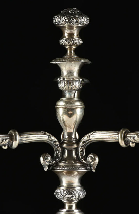 A Pair of Austro-Hungarian Coin Silver Candelabras
