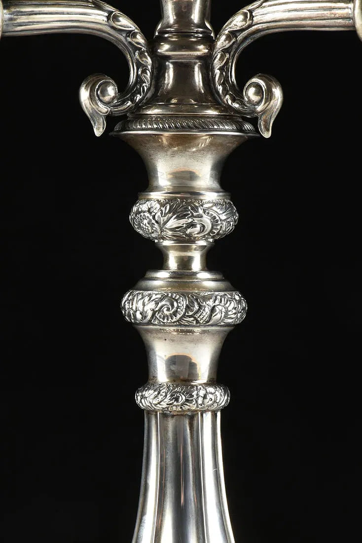 A Pair of Austro-Hungarian Coin Silver Candelabras