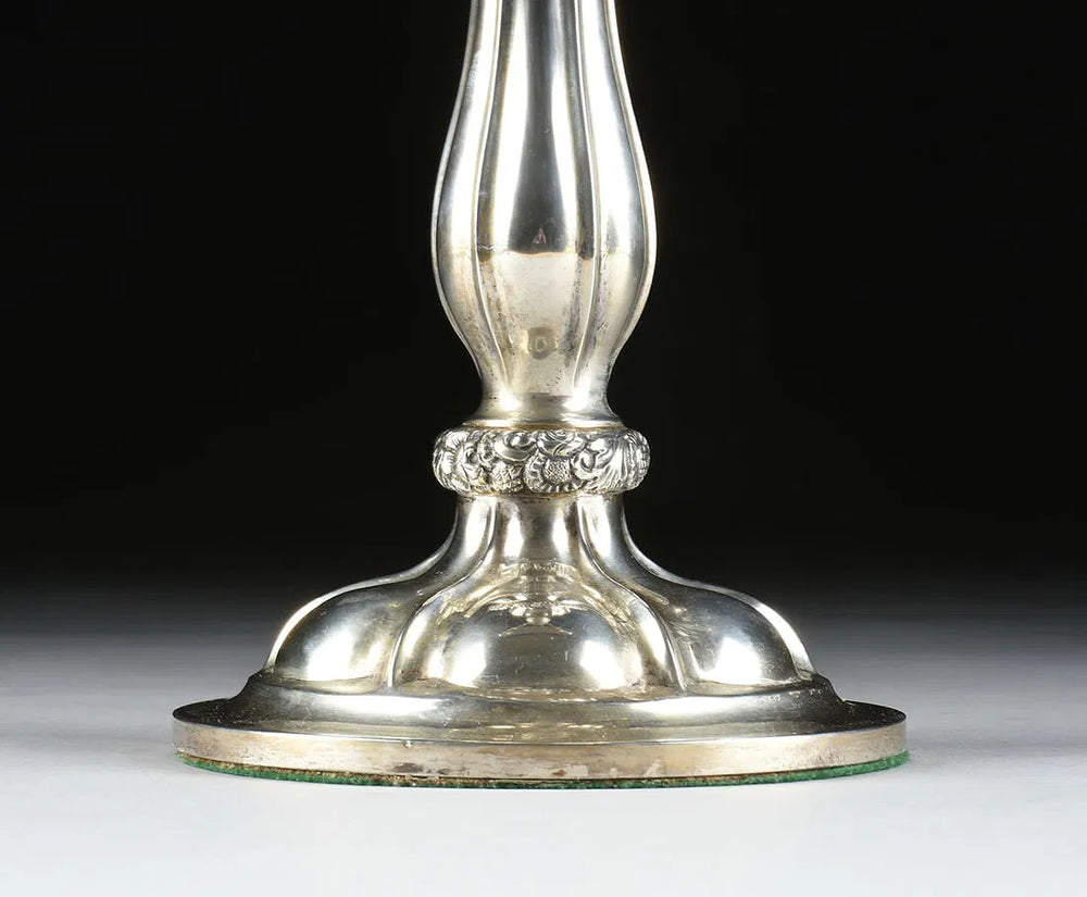 A Pair of Austro-Hungarian Coin Silver Candelabras