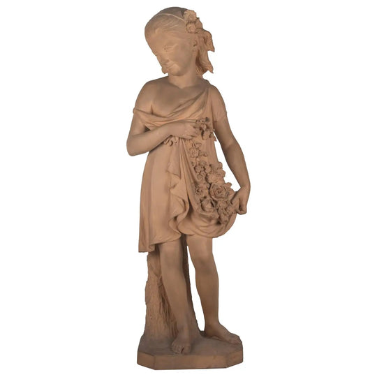 Young Girl with Garland by Charles-Auguste Lebourg