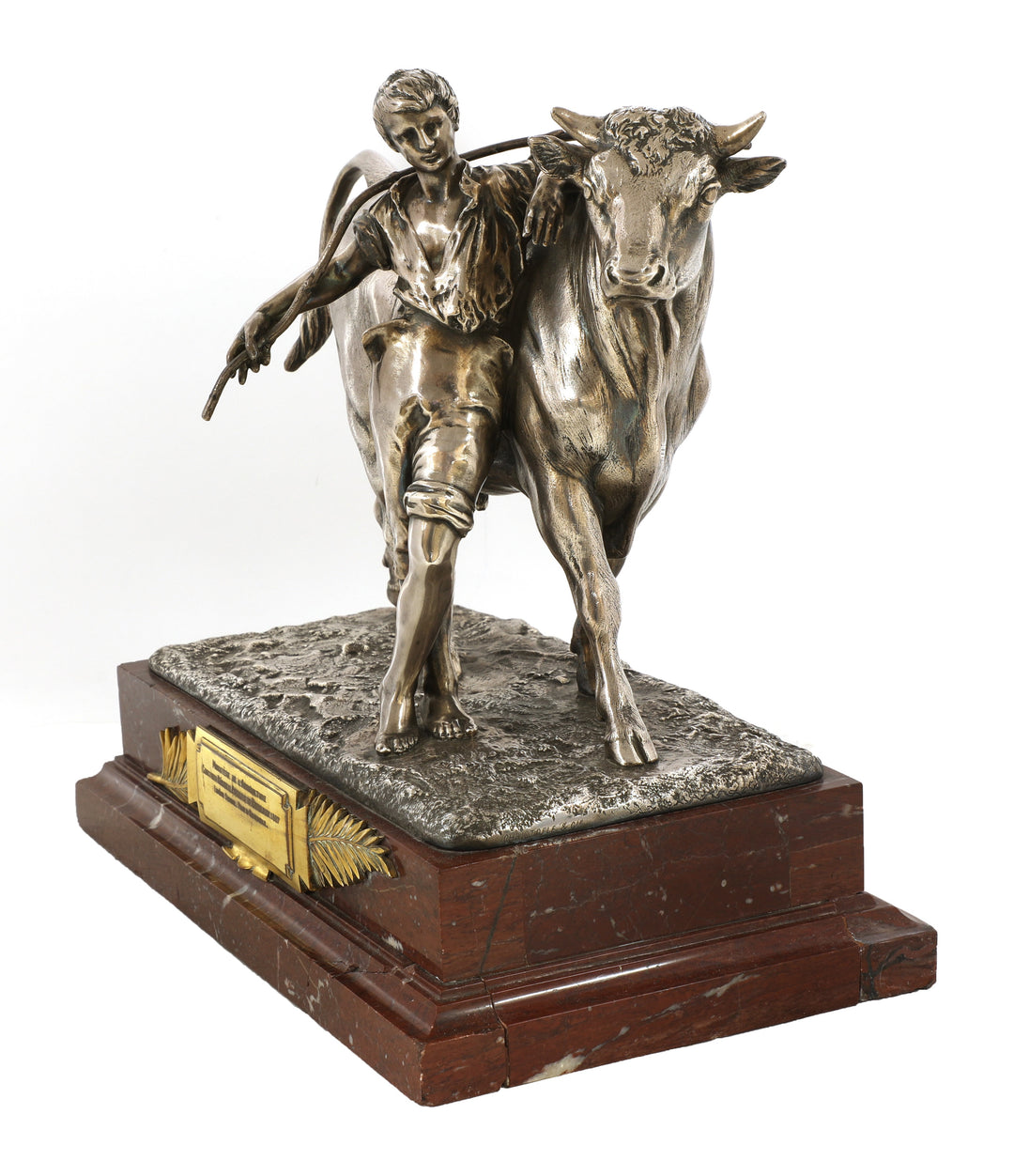 Agricultural Trophy: Bull and Handler by Pierre Louis Rouillard