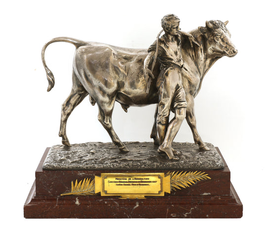 Agricultural Trophy: Bull and Handler by Pierre Louis Rouillard