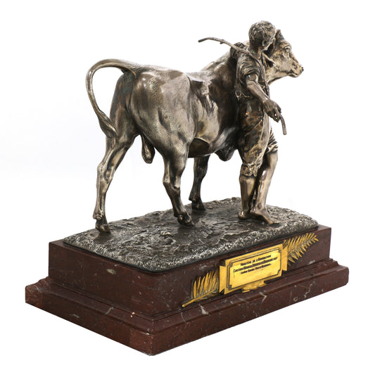 Agricultural Trophy: Bull and Handler by Pierre Louis Rouillard