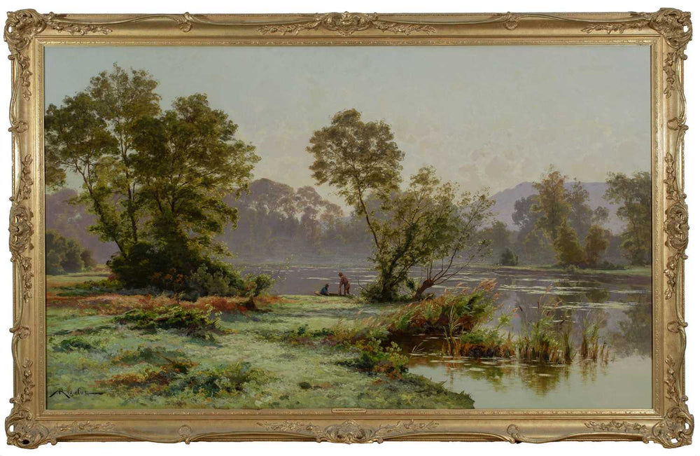 Lake Landscape with Figures Boating by Albert Gabriel Rigolot
