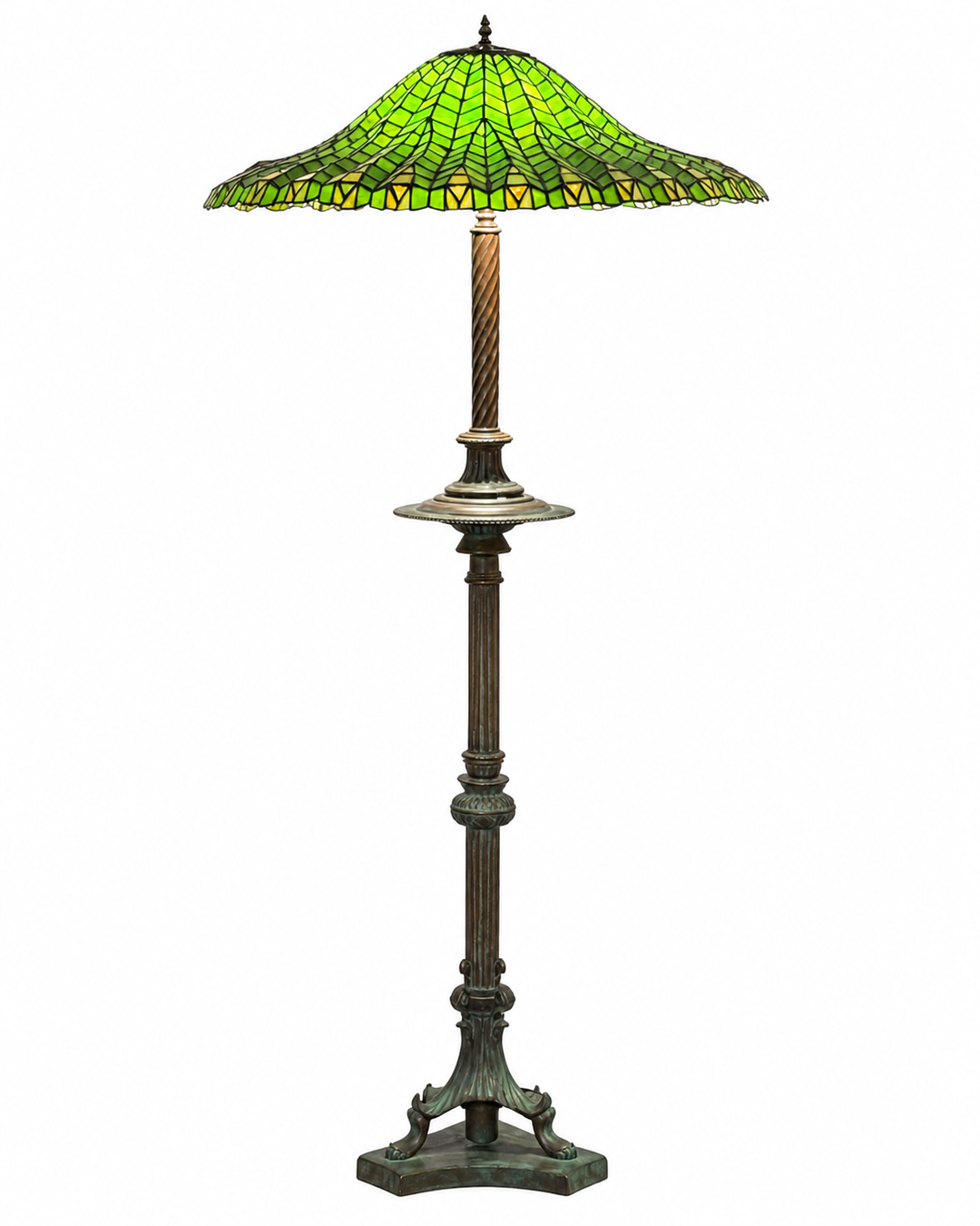 Stained-Glass and Bronze Floor Lamp after Tiffany Studios