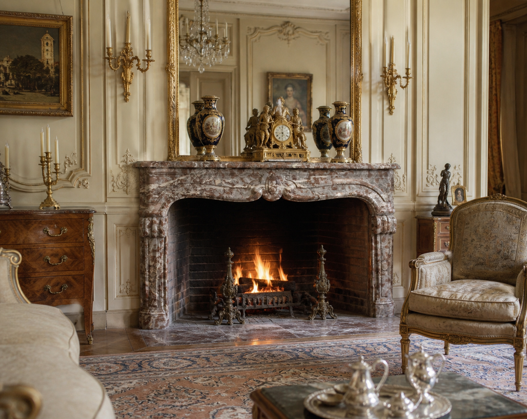 Louis XV Style Marble Fireplace Mantel