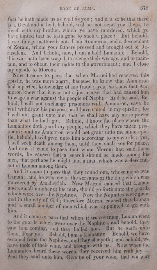 A Single Page from Each of the Editions of the Book of Mormon Published During the Life of Joseph Smith Jr.