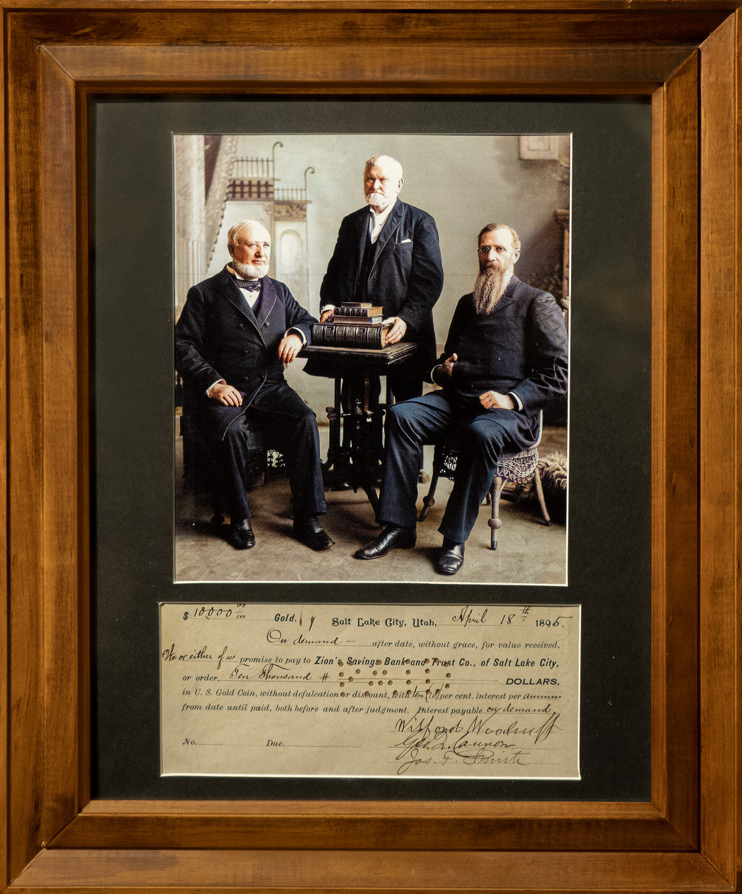 First Presidency of the Church of Jesus Christ of Latter Day Saints Promissory Note for $10,000 to Zions Bank (c. 1895)