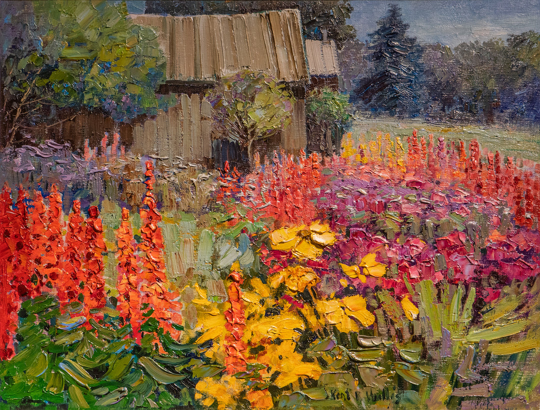 Shed, Flowers and Sunshine (c. 1991) by Kent Wallis