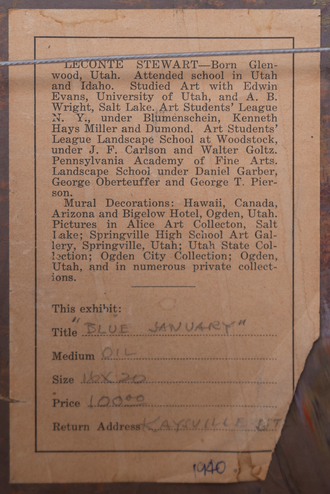 Blue January, 1940 by Leconte Stewart