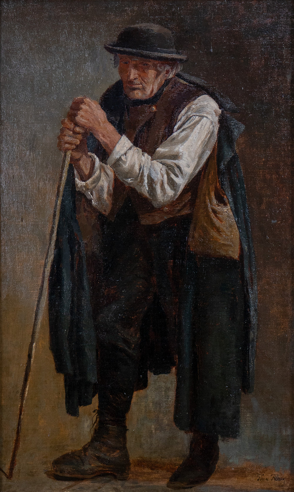 Traveler with Walking Stick by Tina Blau