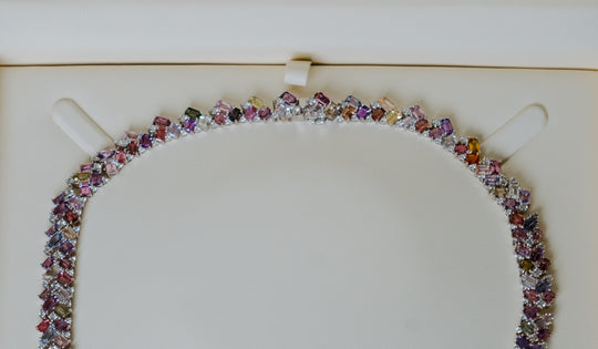 Multi-Color Sapphire and Diamond Necklace by Oscar Friedman