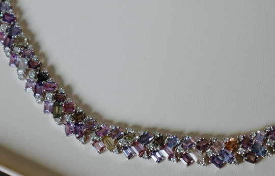 Multi-Color Sapphire and Diamond Necklace by Oscar Friedman