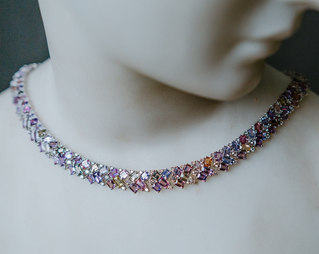 Multi-Color Sapphire and Diamond Necklace by Oscar Friedman