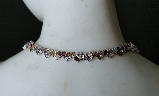 Multi-Color Sapphire and Diamond Necklace by Oscar Friedman