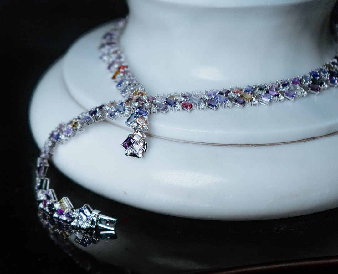 Multi-Color Sapphire and Diamond Necklace by Oscar Friedman