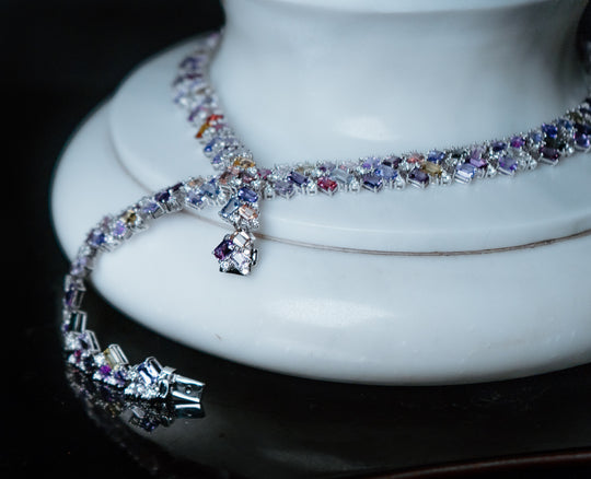 Multi-Color Sapphire and Diamond Necklace by Oscar Friedman