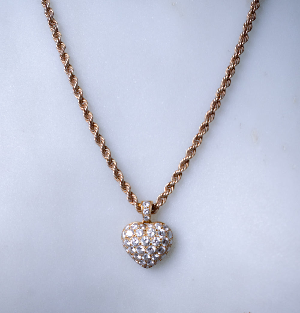 Diamond Heart Pendant on Rope Chain by Cartier